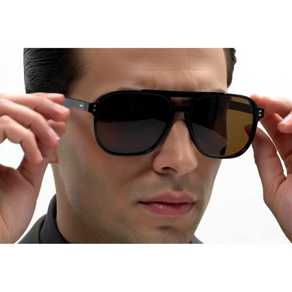 Aviator Sunglasses Brown Lens Black Frame Fashion Pilot Style Driving UV400 Hot